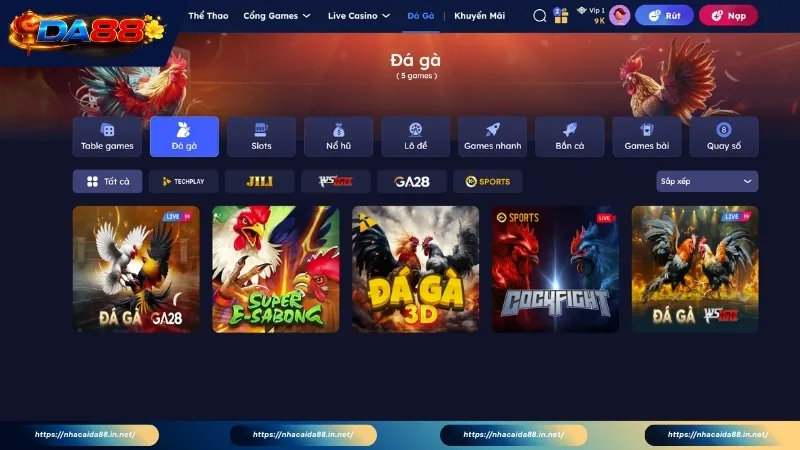 Điểm danh 3 hình thức đá gà trực tiếp DA88 phổ biến nhất