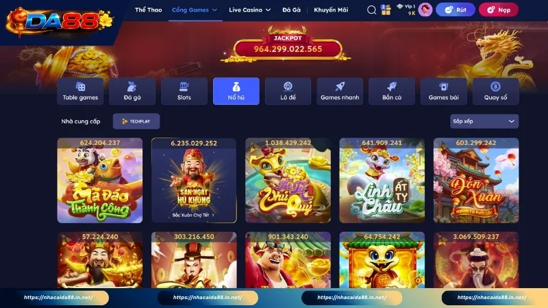 Tổng hợp các cái tên slots game nổ hũ DA88 đình đám 2026