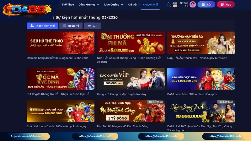 Cập nhật những khuyến mãi DA88 mới nhất 2026 đang được triển khai