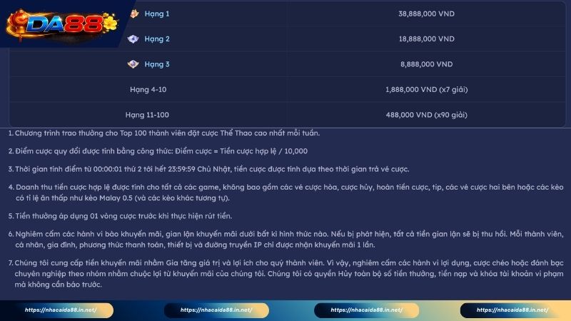 Thông tin cần biết về đua top Bính Ngọ DA88